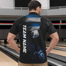 Load image into Gallery viewer, Custom Black And Blue US Flag Eagle Mens Bowling Quarter-Zip Shirts, Patriotic Bowling League Shirt IPHW8454