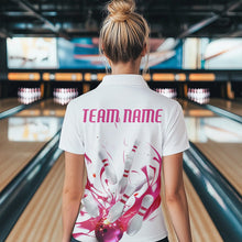 Load image into Gallery viewer, Custom White And Pink Splatter Ladies Bowling Quarter-Zip Shirt, Bowling Tournament Shirt IPHW8459