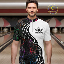 Load image into Gallery viewer, Custom Colorful Flame Bowling Team Shirts, Bowling League Shirt Men Bowling Jersey IPHW10548