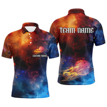 Load image into Gallery viewer, Galaxy Bowling Shirts For Men And Women, Custom Name Flame Bowling Ball Team Jerseys IPHW6191