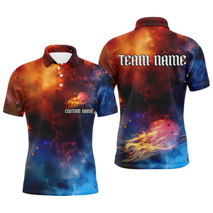 Galaxy Bowling Shirts For Men And Women, Custom Name Flame Bowling Ball Team Jerseys IPHW6191