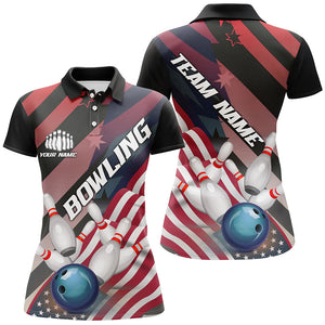 American Flag Strike Bowling Team Shirts For Women, Patriotic Bowling Team Jerseys IPHW6195