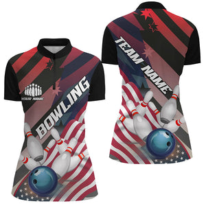 American Flag Strike Bowling Team Shirts For Women, Patriotic Bowling Team Jerseys IPHW6195