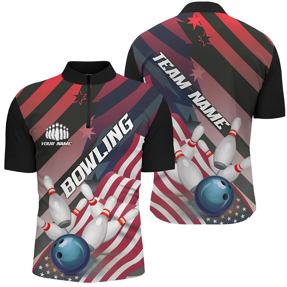 American Flag Strike Bowling Team Shirts For Men And Women, Patriotic Bowling Team Jerseys IPHW6195