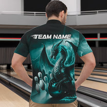 Load image into Gallery viewer, Custom Turquoise Blue Thunder Lightning Dragon Bowling Quarter-Zip Shirts For Men, Team Uniform IPHW8953
