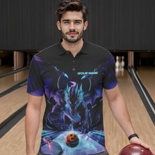Load image into Gallery viewer, Custom Blue And Purple Dragon Bowling Jerseys, Dragon Bowling Team Polo Shirts For Men IPHW8954