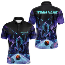 Load image into Gallery viewer, Custom Blue And Purple Dragon Bowling Jerseys, Dragon Bowling Team Polo Shirts For Men IPHW8954