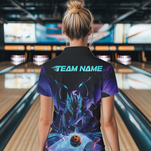 Custom Blue And Purple Dragon Bowling Jerseys, Dragon Bowling Team Women Quarter-Zip Shirts IPHW8954