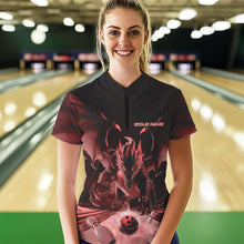 Load image into Gallery viewer, Custom Black And Red Dragon Bowling Jerseys, Dragon Bowling Team Women Quarter-Zip Shirts IPHW8955