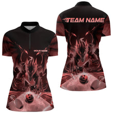Load image into Gallery viewer, Custom Black And Red Dragon Bowling Jerseys, Dragon Bowling Team Women Quarter-Zip Shirts IPHW8955