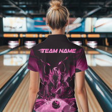 Load image into Gallery viewer, Custom Black And Pink Dragon Bowling Jerseys, Dragon Bowling Team Women Quarter-Zip Shirts IPHW8956