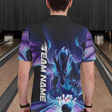 Load image into Gallery viewer, Custom Blue And Purple Dragon Bowling Polo Shirts For Men, Dragon Bowling League Shirt IPHW8958