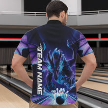 Load image into Gallery viewer, Custom Blue And Purple Dragon Bowling Quarter-Zip Shirts For Men, Dragon Bowling League Shirt IPHW8958