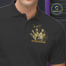 Load image into Gallery viewer, Custom Yellow Skull Smoke Bowling Team Men Polo Shirts, Halloween Bowling Outfit IPHW9776