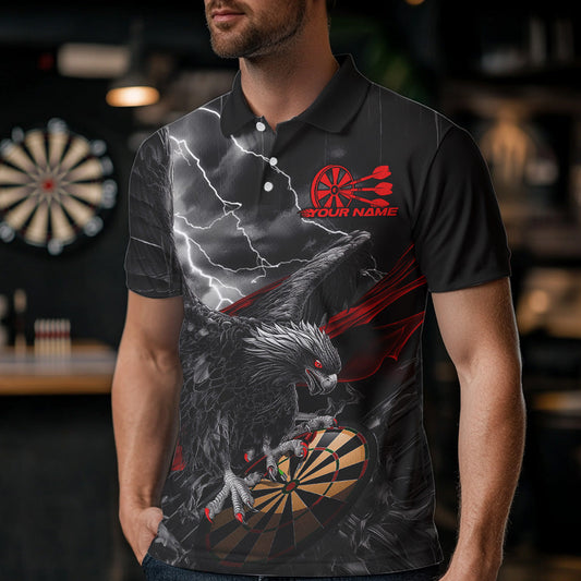 Custom Thunder Lightning Red Eagle Dart Polo Shirts For Men, Dart Team Jerseys With Name IPHW8484
