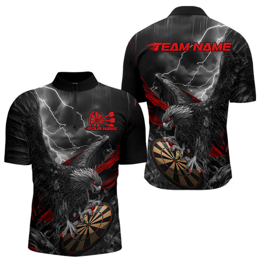 Custom Thunder Lightning Red Eagle Dart Quarter-Zip Shirts For Men, Dart Team Jerseys With Name IPHW8484