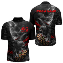 Load image into Gallery viewer, Custom Thunder Lightning Red Eagle Dart Quarter-Zip Shirts For Men, Dart Team Jerseys With Name IPHW8484