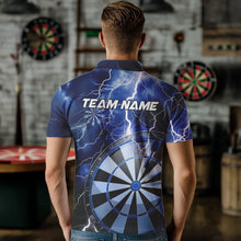 Load image into Gallery viewer, Custom Blue Thunder Lightning Dartboard Dart Polo Shirts For Men, Dart Tournament Team Shirt IPHW8488