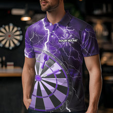 Load image into Gallery viewer, Custom Purple Thunder Lightning Dartboard Dart Polo Shirts For Men, Dart Tournament Team Shirt IPHW8490