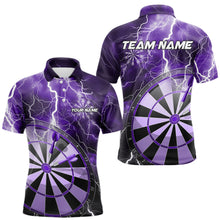 Load image into Gallery viewer, Custom Purple Thunder Lightning Dartboard Dart Polo Shirts For Men, Dart Tournament Team Shirt IPHW8490