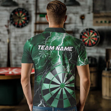 Load image into Gallery viewer, Custom Green Thunder Lightning Dartboard Dart Polo Shirts For Men, Dart Tournament Team Shirt IPHW8491