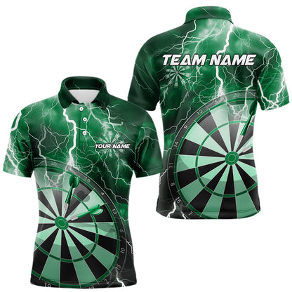 Custom Green Thunder Lightning Dartboard Dart Polo Shirts For Men, Dart Tournament Team Shirt IPHW8491