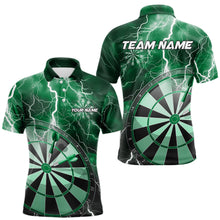Load image into Gallery viewer, Custom Green Thunder Lightning Dartboard Dart Polo Shirts For Men, Dart Tournament Team Shirt IPHW8491