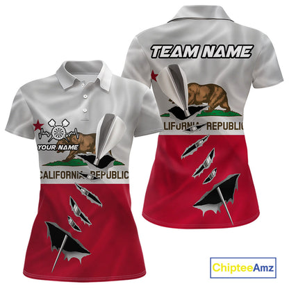 Custom California State Flag Silver Dart Steel Tip Dart Women Polo Shirt, Dart Team Jerseys IPHW10561