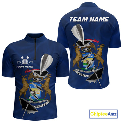 Custom Michigan State Flag Silver Dart Steel Tip Dart Men Quarter-Zip Shirt, Dart Team Jerseys IPHW10564