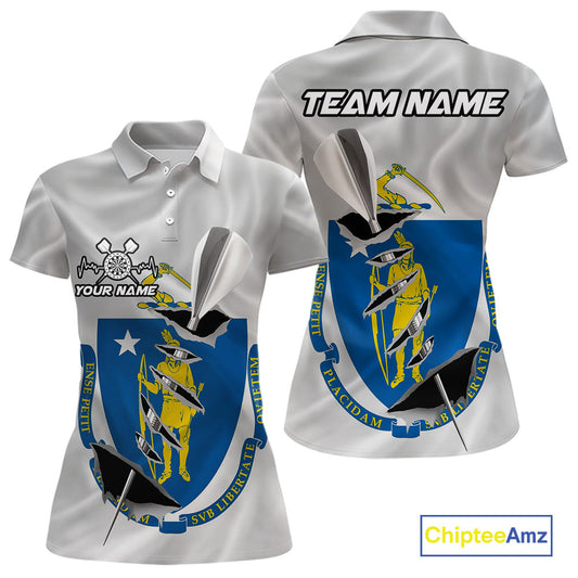 Custom Massachusetts State Flag Silver Dart Steel Tip Dart Women Polo Shirt, Dart Team Jerseys IPHW10567