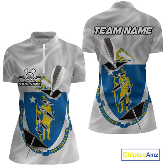 Custom Massachusetts State Flag Silver Dart Steel Tip Dart Women Shirt, Dart Team Jersey IPHW10567