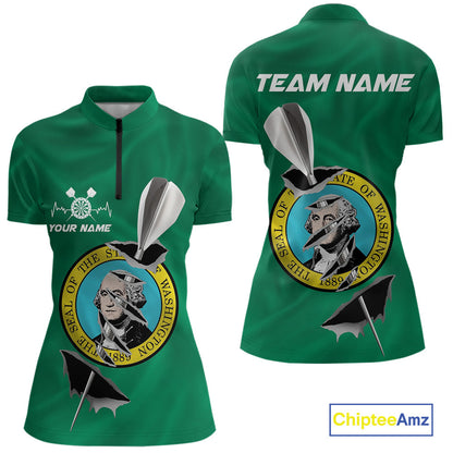 Custom Washington State Flag Silver Dart Steel Tip Dart Women Shirt, Dart Team Jerseys IPHW10569
