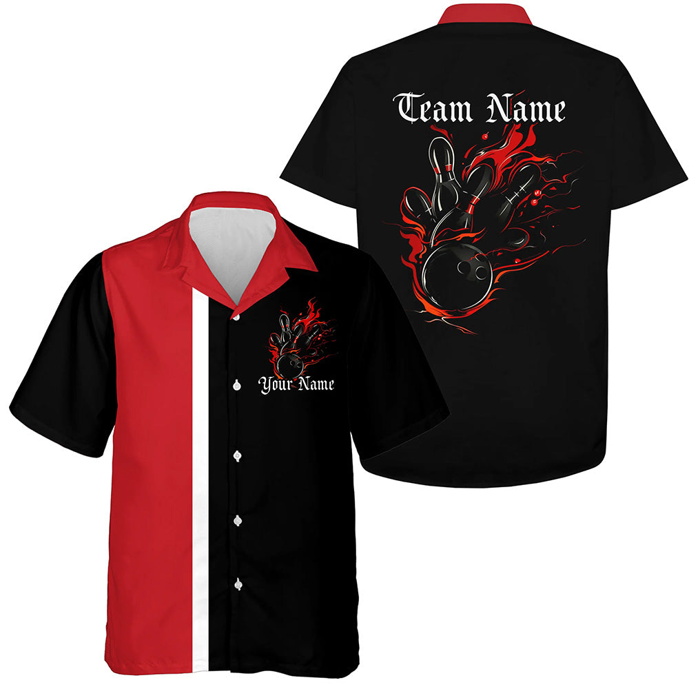 Custom Flame Bowling Shirts For Men And Women, Vintage Bowling Shirt, Retro Bowling Apparel IPHW7254