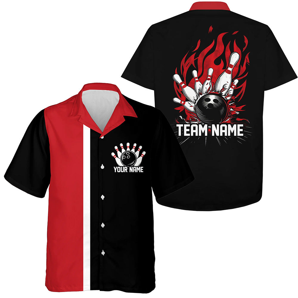 Flame Bowling Custom Retro Bowling Shirts, Vintage Bowling Team Shirts Bowlers Outfit IPHW7255