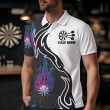 Load image into Gallery viewer, Blue And Purple Flame Dartboad Custom Dart Polo Shirts For Men, Dart Tournament Team Shirt IPHW8499