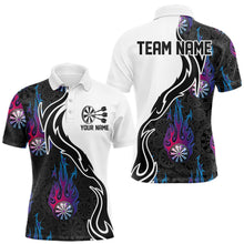 Load image into Gallery viewer, Blue And Purple Flame Dartboad Custom Dart Polo Shirts For Men, Dart Tournament Team Shirt IPHW8499
