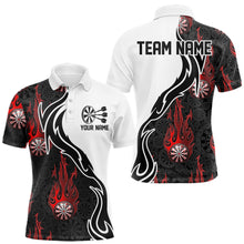 Load image into Gallery viewer, Black And Red Flame Dartboad Custom Dart Polo Shirts For Men, Dart Tournament Team Shirt IPHW8500