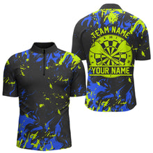 Load image into Gallery viewer, Blue And Green Splatter Personalized Dart Quarter-Zip Shirts For Men, Dart Jerseys For Team IPHW8501