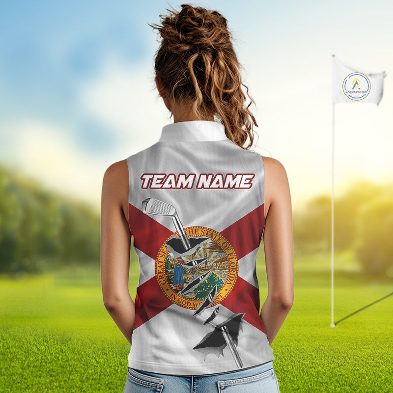 Custom Florida State Flag Golf Club Patriotic Golf Team Shirt For Women, Golfer Outfits IPHW10580