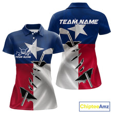 Load image into Gallery viewer, Custom Texas State Flag Golf Club Patriotic Golf Team Shirt For Women, TX Golfer Outfit IPHW10582
