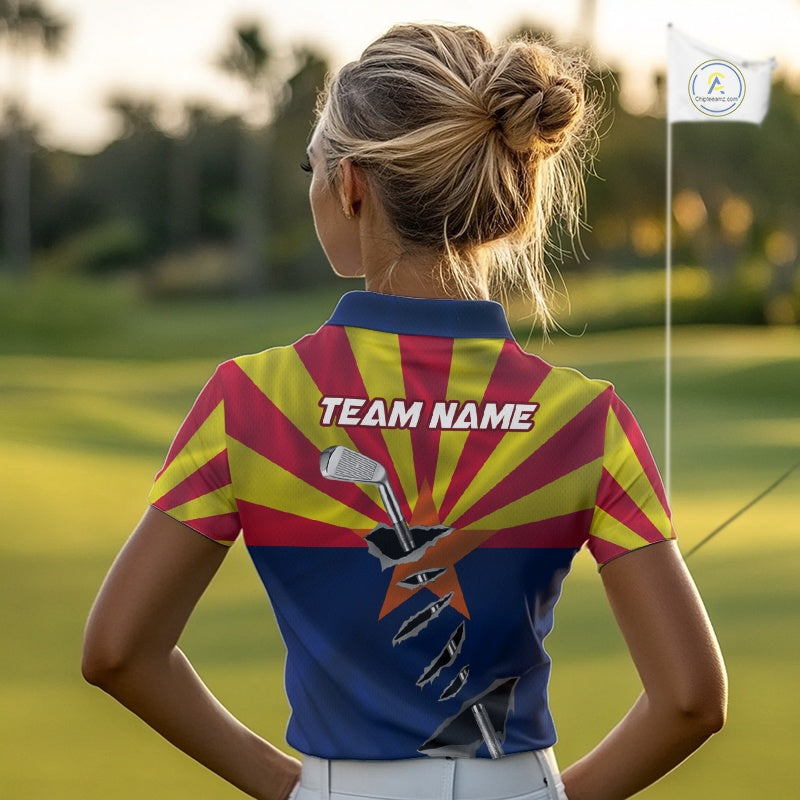 Custom Arizona State Flag Golf Club Patriotic Golf Team Shirt For Women, Golfer Outfits IPHW10583