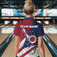 Load image into Gallery viewer, Custom Ohio State Flag Silver Bowling Ball And Pin Patriotic Bowling Shirts For Women IPHW10590