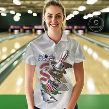 Load image into Gallery viewer, Custom Illinois State Flag Silver Bowling Ball And Pin Patriotic Bowling Shirts For Women IPHW10591
