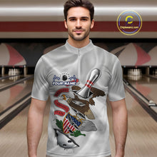 Load image into Gallery viewer, Custom Illinois State Flag Silver Bowling Ball And Pin Patriotic Bowling Shirts For Men IPHW10591