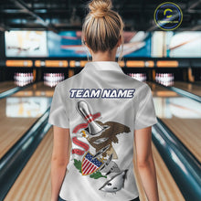 Load image into Gallery viewer, Custom Illinois State Flag Silver Bowling Ball And Pin Patriotic Bowling Shirt For Women IPHW10591