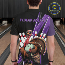 Load image into Gallery viewer, Black And Purple Custom Funny Turkey Bowling Men Shirts, Bowling League Team Shirt IPHW10802
