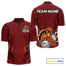 Load image into Gallery viewer, Red Custom Funny Turkey Bowling Jerseys, Bowling Team League Shirt Men Bowlers Outfit IPHW10809