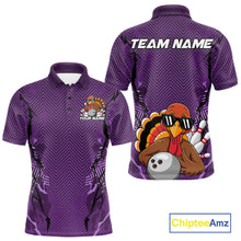 Load image into Gallery viewer, Purple Custom Funny Turkey Bowling Jerseys, Bowling Team League Shirt Men Bowlers Outfit IPHW10811