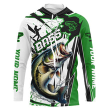 Load image into Gallery viewer, Largemouth Bass Custom Long Sleeve Tournament Fishing Shirts, Bass Fishing Jerseys | Green IPHW6213