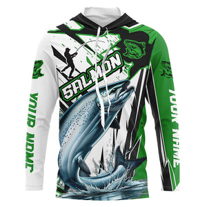 Chinook Salmon Custom Long Sleeve Performance Fishing Shirts, Salmon Fishing Jerseys | Green IPHW6214